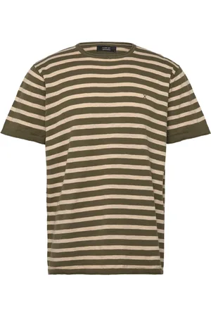 Clean Cut Thomas Knitted Striped T-Shirt Khaki