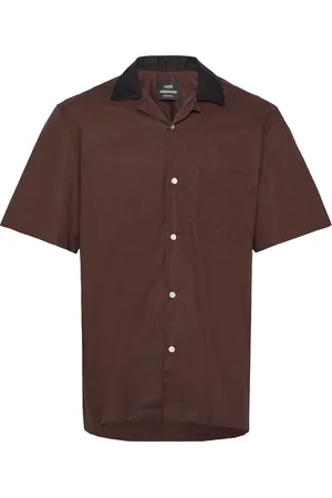 Mads Norgaard Organic Cotton Poplin Kenji Shirt Ss Brown