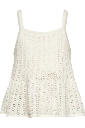 MANGO Openwork Knit Top Cream