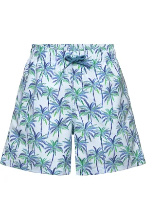 MANGO Palm Trees Print Swimsuit Trunks Blue