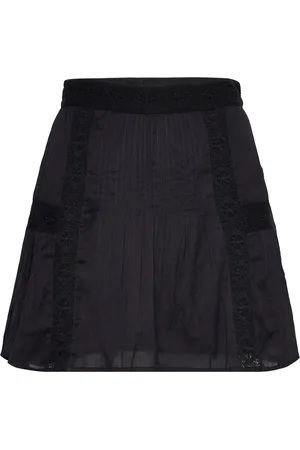 MANGO Ruffled Cotton Skirt Black
