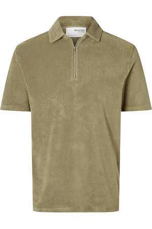 SELECTED Slhrelax-Terry Ss Zip Polo Ex Green