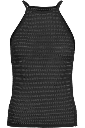 MANGO Halter-Neck Knitted Top Black