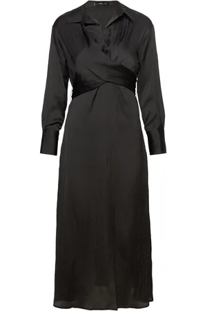 MANGO Wrap Shirt Dress Black