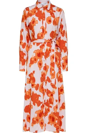 SELECTED Slfnicolette Ls Ankle Shirt Dress B Orange