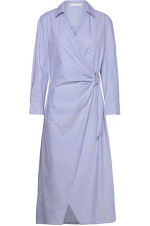 MANGO Metallic-Detail Shirt Dress Blue