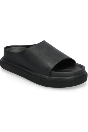 Bianco Biamilano Slide Tumbled Faux Leather Black
