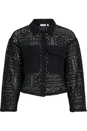 VILA Vimerinda Crochet L/S Cardigan/Bfs Black