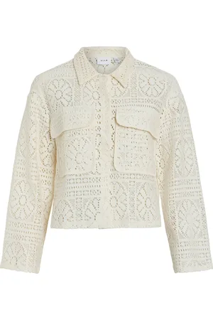 VILA Vimerinda Crochet L/S Cardigan/Bfs White