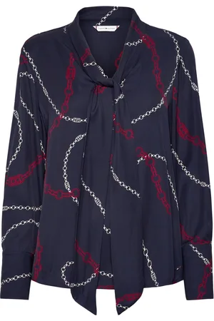 Tommy Hilfiger Fluid Viscose V-N Bow Ls Blouse Navy