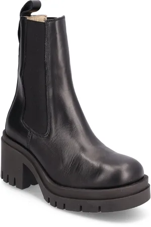 SELECTED Slfsage Leather High Heel Chelsea Boot Black
