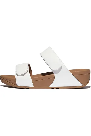 FitFlop Lulu Adjustable Leather Slides White