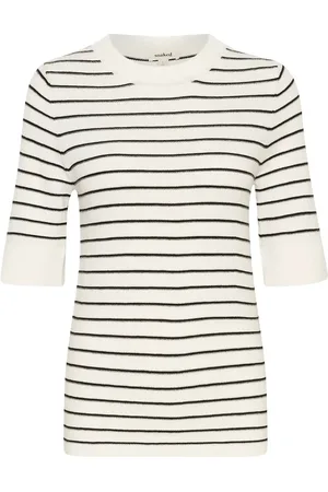 Soaked in Luxury Slspina Striped Pullover Ss White