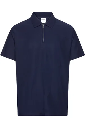 SELECTED Slhrelax-Plisse Half Zip Ss Polo Ex Navy