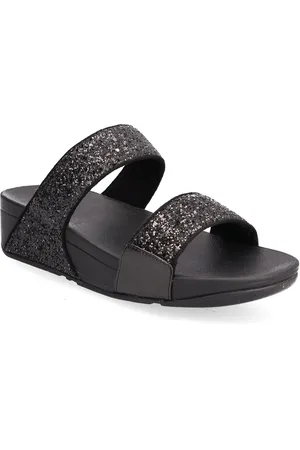 FitFlop Lulu Glitter Slides Black