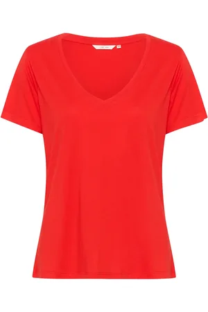 Cream Crnaia Deep V-Neck T-Shirt Red