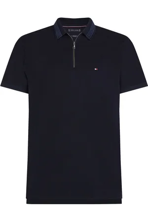 Tommy Hilfiger Mercerised Pique Zip Reg Polo Navy