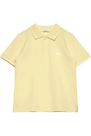 MANGO Short-Sleeve Knitted Polo Shirt Yellow