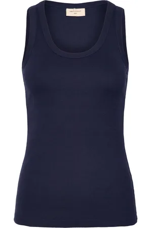 Freequent Top From Freequent In A Soft, Ribbed Material. The Top Has A Simple Silhouette W Navy