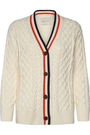 GANT Contrast Cable Cardigan Cream