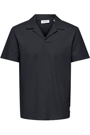 Only & Sons Onskian Reg Seersucker Resort Polo Navy