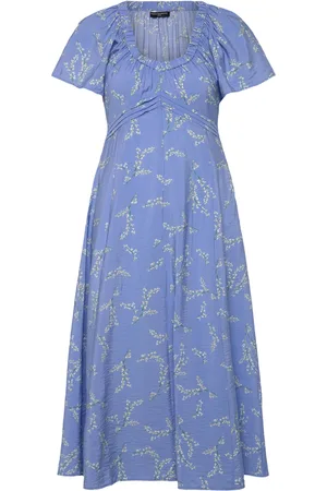 French Connection Daniella Faron Drape V Nk Midi Blue