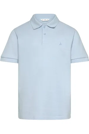 MANGO Short-Sleeved Cotton Polo Shirt Blue