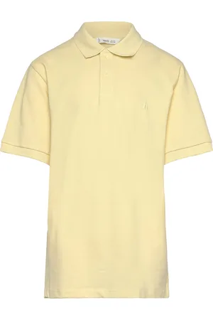 MANGO Short-Sleeved Cotton Polo Shirt Yellow