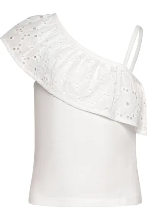MANGO Ruffled Asymmetric T-Shirt White