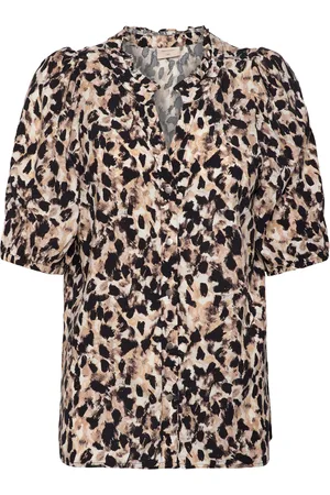 Freequent Shirt From Freequent In A Soft Material With Allover Print. The Shirt Has Short Brown