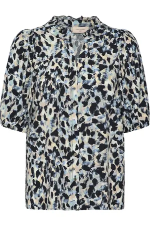 Freequent Shirt From Freequent In A Soft Material With Allover Print. The Shirt Has Short Blue