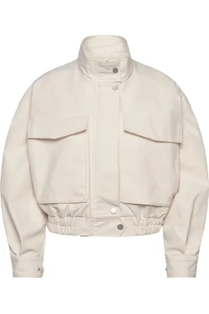 Copenhagen Muse Cmbommi-Jacket Is A Short Bomber Jacket In A Crisp Material With Box Pleat On Th Cream