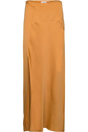 Calvin Klein Satin Viscose Maxi Skirt Gold