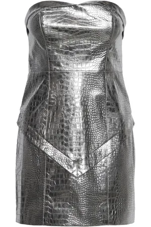 ROTATE Embossed Pu Mini Dress Silver