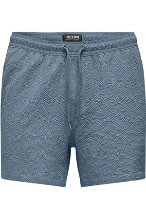 Only & Sons Onsted Life Solid Seersucker Swim Noos Blue