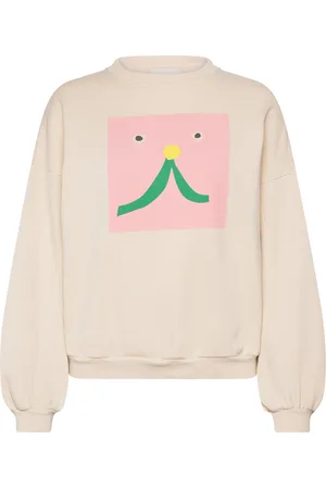 Bobo Choses Abstract Cat Smile Print Sweatshirt Cream