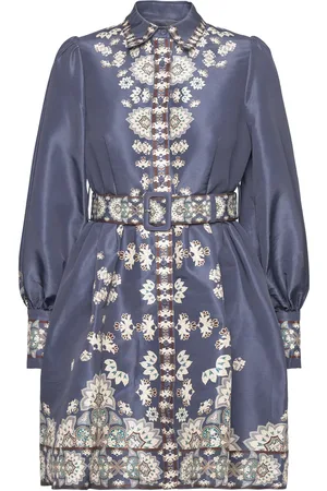 By Malina Mathilde Belted Printed Mini Dress Blue