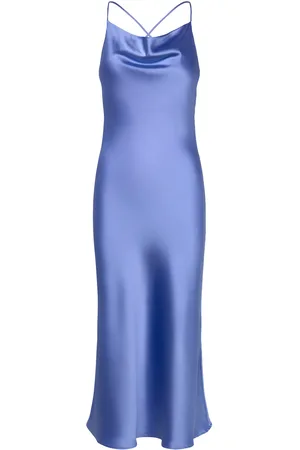 Object Objsateen S/L Midi Dress E Div Blue