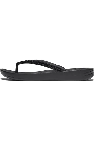 FitFlop Iqushion Multi-Crystal Ergonomic Flip-Flops Black
