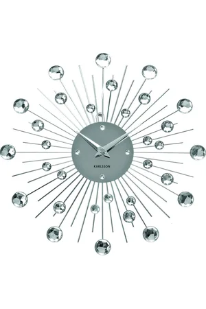 Karlsson Wall Clock Sunburst Crystal Silver