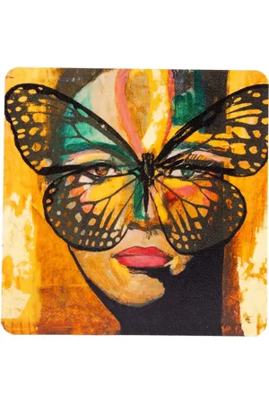 CAROLINA GYNNING Coaster, Golden Butterfly Patterned