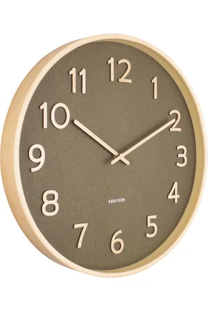 Karlsson Wall Clock Pure Wood Grain Green