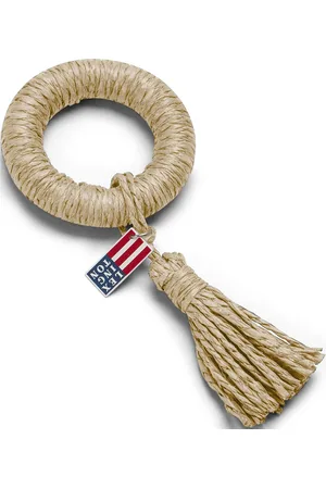 Lexington Recycled Paper Straw Napkin Ring With Tassel Beige