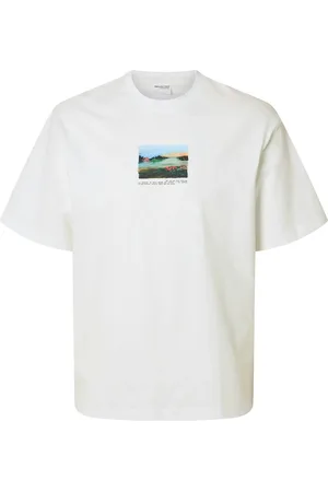 SELECTED Slhrelaxdarius Print Ss O-Neck Tee White