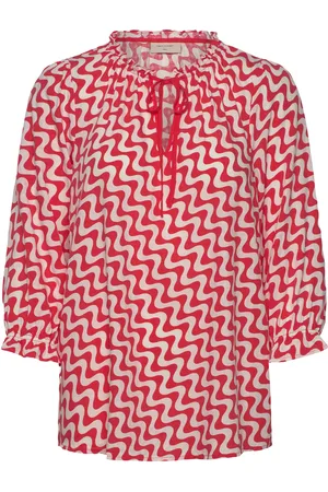 Freequent Blouse From Freequent In A Soft Material With Jacquard Pattern And Allover Print Red
