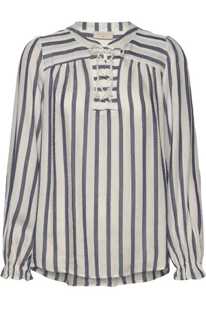 Freequent Blouse From Freequent In A Light Material With A Striped Pattern And A Metallic Navy