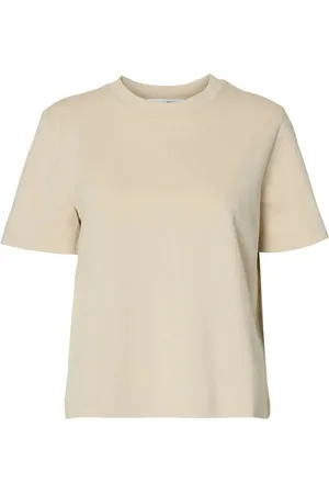 SELECTED Slfessential Ss Boxy Tee Noos Cream