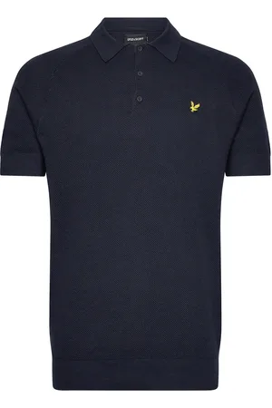 Lyle & Scott Linen Blend Knitted Polo Navy