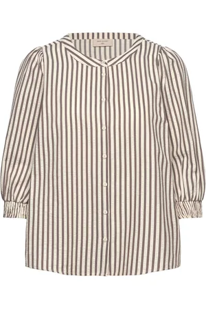 Freequent Shirt From Freequent In A Lightly Embossed Material With Stripes. The Shirt Has Cream