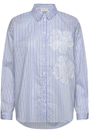 Freequent Shirt From Freequent In A Soft Material With Stripes. The Shirt Has A Classic Cu Blue